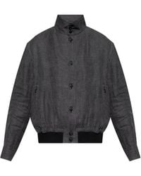 Giorgio Armani - Linen Jacket With Stand-Up Collar - Lyst