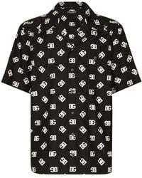 Dolce & Gabbana - Cotton Hawaiian Shirt With Dg Monogram Print - Lyst