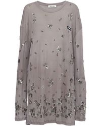 Miu Miu - Midi-jurk Met Geborduurde Bloemen - Lyst