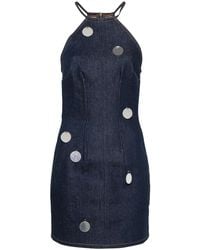 David Koma - Mirror-Detail Denim Dress - Lyst