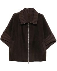 The Jackie Leathers - Adele Ribbed-Knit Suede Jacket - Lyst