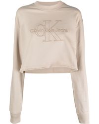 Calvin Klein - Embroidered-logo Cotton Sweatshirt - Lyst