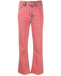Mother Cropped-Jeans mit ausgefranstem Saum - Pink