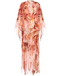 Roberto Cavalli - Vestido largo con efecto de plumas - Lyst