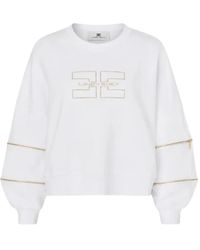 Elisabetta Franchi - Logo-Embroidered Zip-Detail Sweatshirt - Lyst