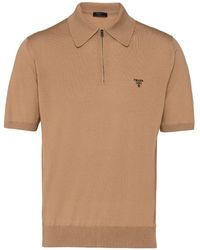 Prada - Half-zip Wool Polo Shirt - Lyst