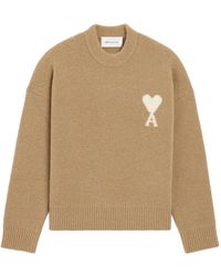 Ami Paris - Crewneck Alpaca Sweater With Ami De Coeur - Lyst
