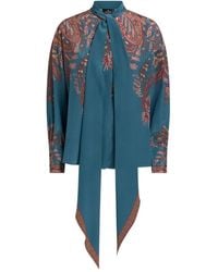 Etro - Paisley-Print Tie-Neck Blouse - Lyst