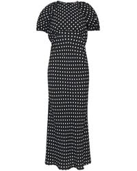 N°21 - Polka-Dot Puff-Sleeve Midi Dress - Lyst