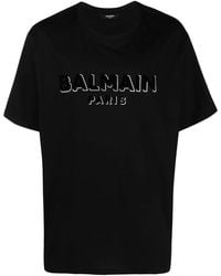 Balmain - Foil And Flock T-Shirt For - Lyst