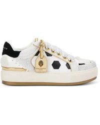 Kurt Geiger - Crystal-Embellished Leather Sneakers - Lyst