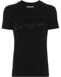 Versace - T-shirt con logo di cristalli - Lyst