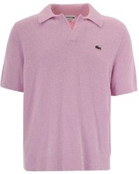 Lacoste - Polo En Tweed À Patch Logo - Lyst