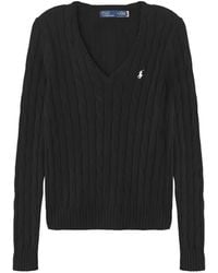 Polo Ralph Lauren - Pull En Maille Torsadée À Col V - Lyst