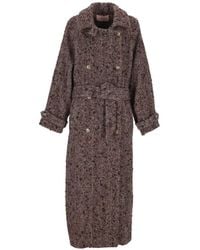 Kristina Ti - Herringbone-Pattern Belted Coat - Lyst
