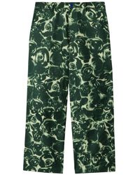 Burberry - Rose-print Trousers - Lyst