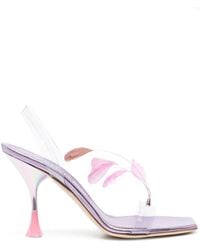 3Juin - Feather-detail 100mm Square-toe Sandals - Lyst