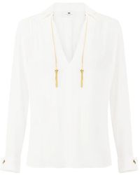 Elisabetta Franchi - Embellished Georgette Blouse - Lyst