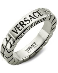 Versace - Logo-engraved Band Ring - Lyst