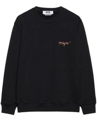 MSGM - Embroidered-Logo Cotton Sweatshirt - Lyst