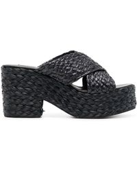 Sergio Rossi - 85Mm Raffia Platform Mules - Lyst