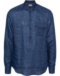 Brunello Cucinelli - Long-sleeve Linen Polo Shirt - Lyst