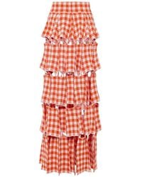 A.W.A.K.E. MODE - Gingham-Print Cut-Out Maxi Skirt - Lyst