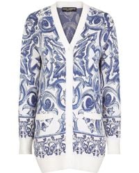 Dolce & Gabbana - Majolica-print Jacquard Silk Cardigan - Lyst