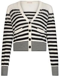 Liu Jo - Striped Jewel Appliqués Cardigan - Lyst