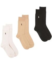 Polo Ralph Lauren - Polo Pony-Embroidered Socks (Pack Of Three) - Lyst