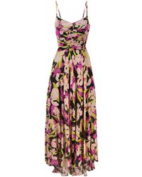 Pinko - Floral-print Georgette Midi Dress - Lyst
