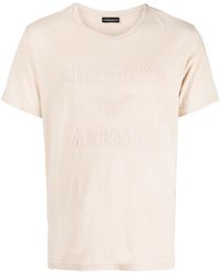 Emporio Armani - T-shirt girocollo con ricamo - Lyst