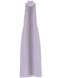 Elisabetta Franchi - Long Knit Dress With Jacquard Zebra - Lyst