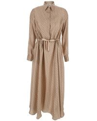 Herno - Belt Patterned Midi Shirt Dress - Lyst