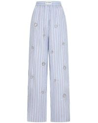 Des Phemmes - Crystal-Embellished Striped Trousers - Lyst
