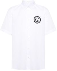 Versace - Popeline-Hemd mit V-Emblem - Lyst