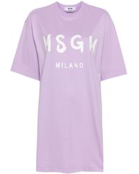 MSGM - Vestido estilo camiseta corta con logo - Lyst