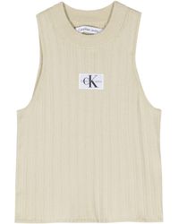 Calvin Klein - Logo-patch Ribbed-knit Top - Lyst