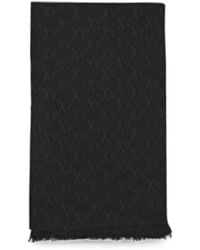 Emporio Armani - Jacquard-Logo Frayed Scarf - Lyst