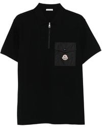 Moncler - Poloshirt Met Opgestikte Zak En Halve Rits - Lyst