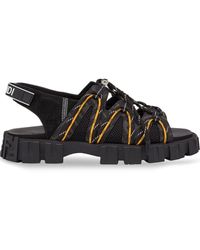Fendi - Force Leather And Mesh Sandals - Lyst