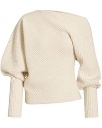 Alberta Ferretti - Floral-Appliqué Puff-Sleeve Sweater - Lyst