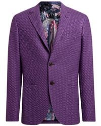 Etro - Single-Breasted Micro-Pattern Cotton Blazer - Lyst