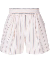 Marni - Embroidered-logo Striped Poplin Shorts - Lyst