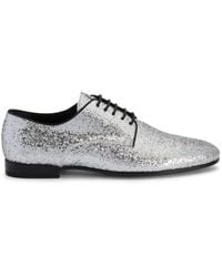 Giuseppe Zanotti - Metallic-effect Lace-up Leather Loafers - Lyst