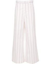 Marni - Logo-embroidered Striped Wide Trousers - Lyst
