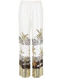 P.A.R.O.S.H. - Sequined Wide-Leg Trousers - Lyst