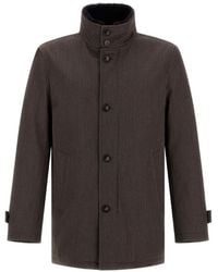 Herno - Shearling-Collar High-Neck Coat - Lyst