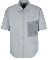 Armani Exchange - Logo-embroidery Zipped Cotton Shirt - Lyst