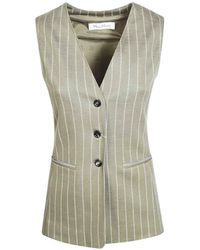 Max Mara - Pinstripe-Pattern V-Neck Waistcoat - Lyst